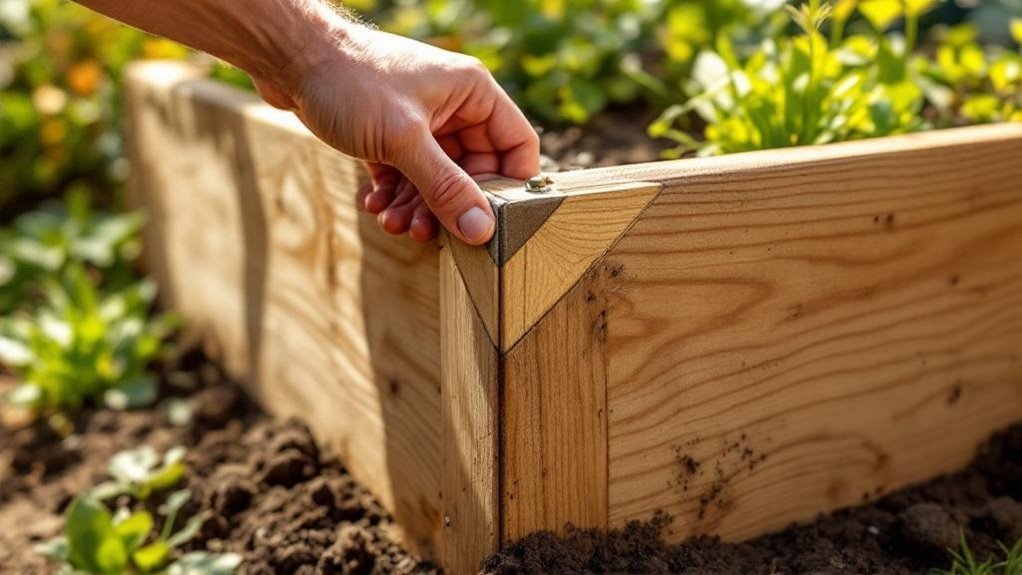 Secure corners for raised bed stability