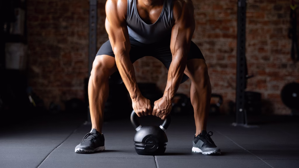 Adjustable kettlebell in a training space