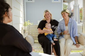 A counselor offering judgment-free pregnancy options support to a young woman