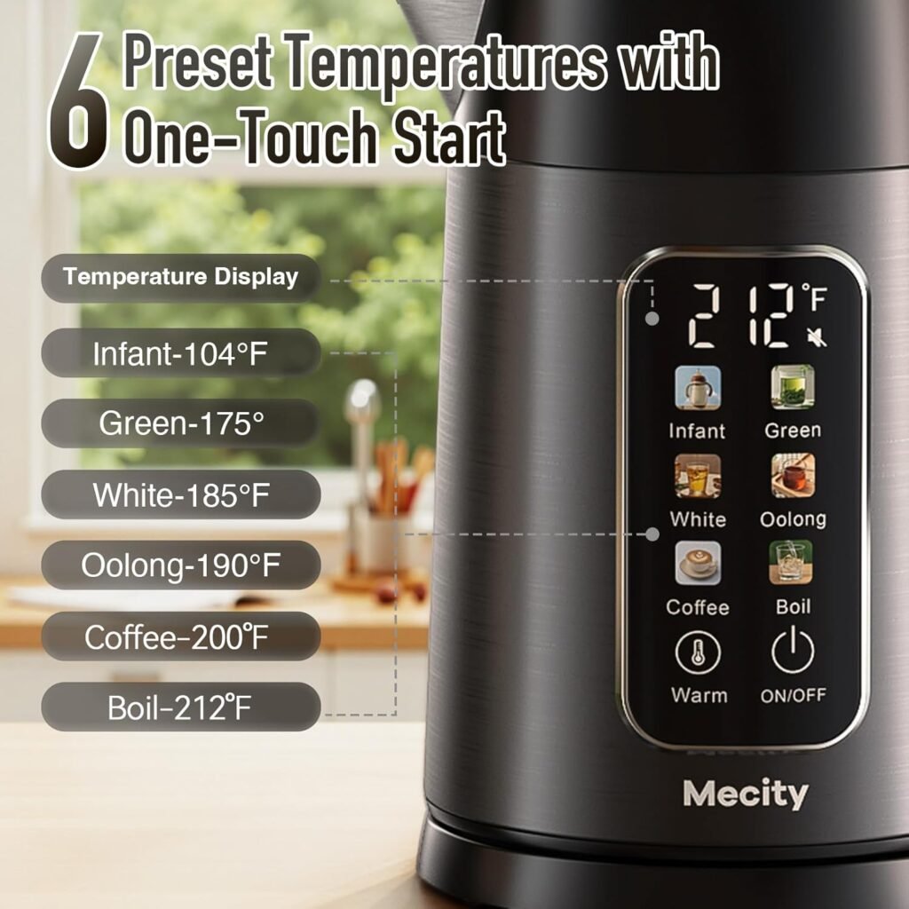 MeCity Electric Kettle touchscreen temperature control