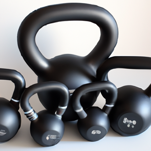 Several kettlebells arranged together for storage