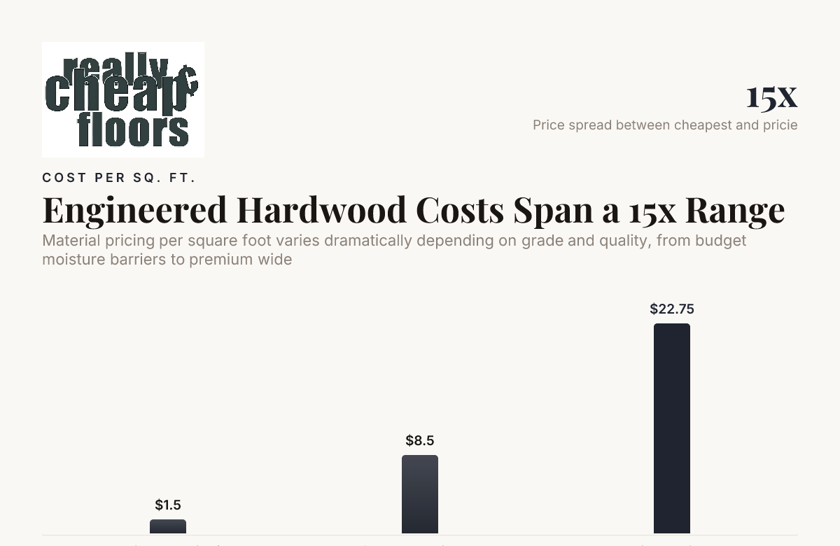 Engineered Hardwood Costs Span a 15x Range — data from Steller Floors
