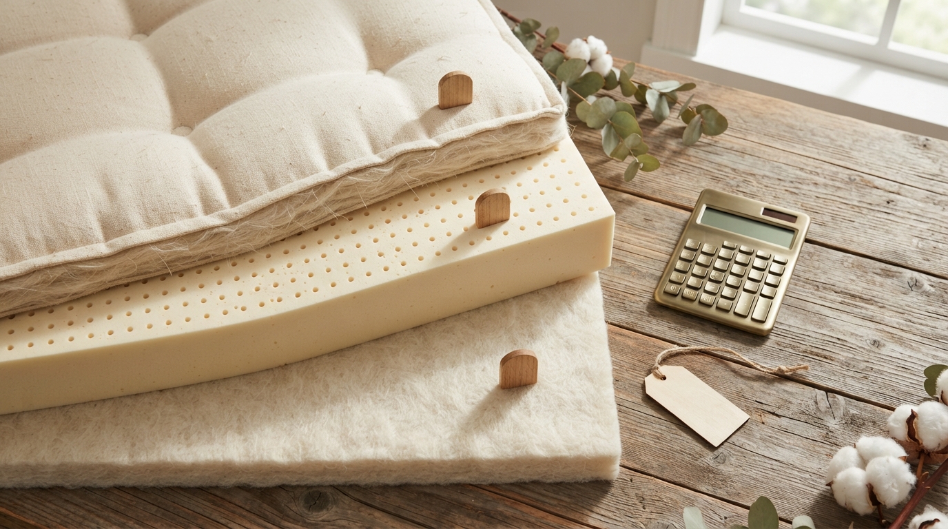 GOLS certified organic latex mattress topper on a bed