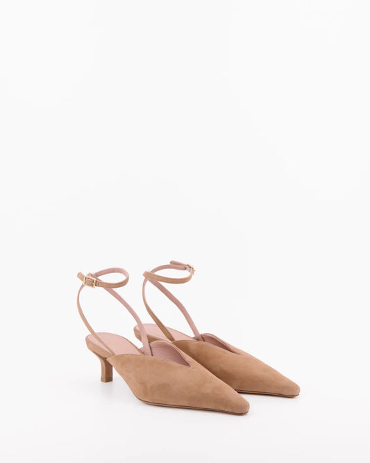 Slingback donna camoscio camel sella - Stelio Malori