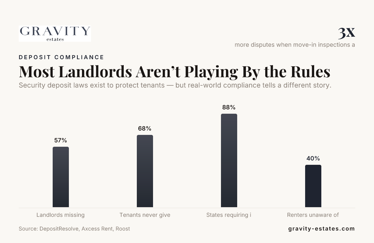 Most Landlords Aren't Playing By the Rules — data from DepositResolve, Axcess Rent, Roost