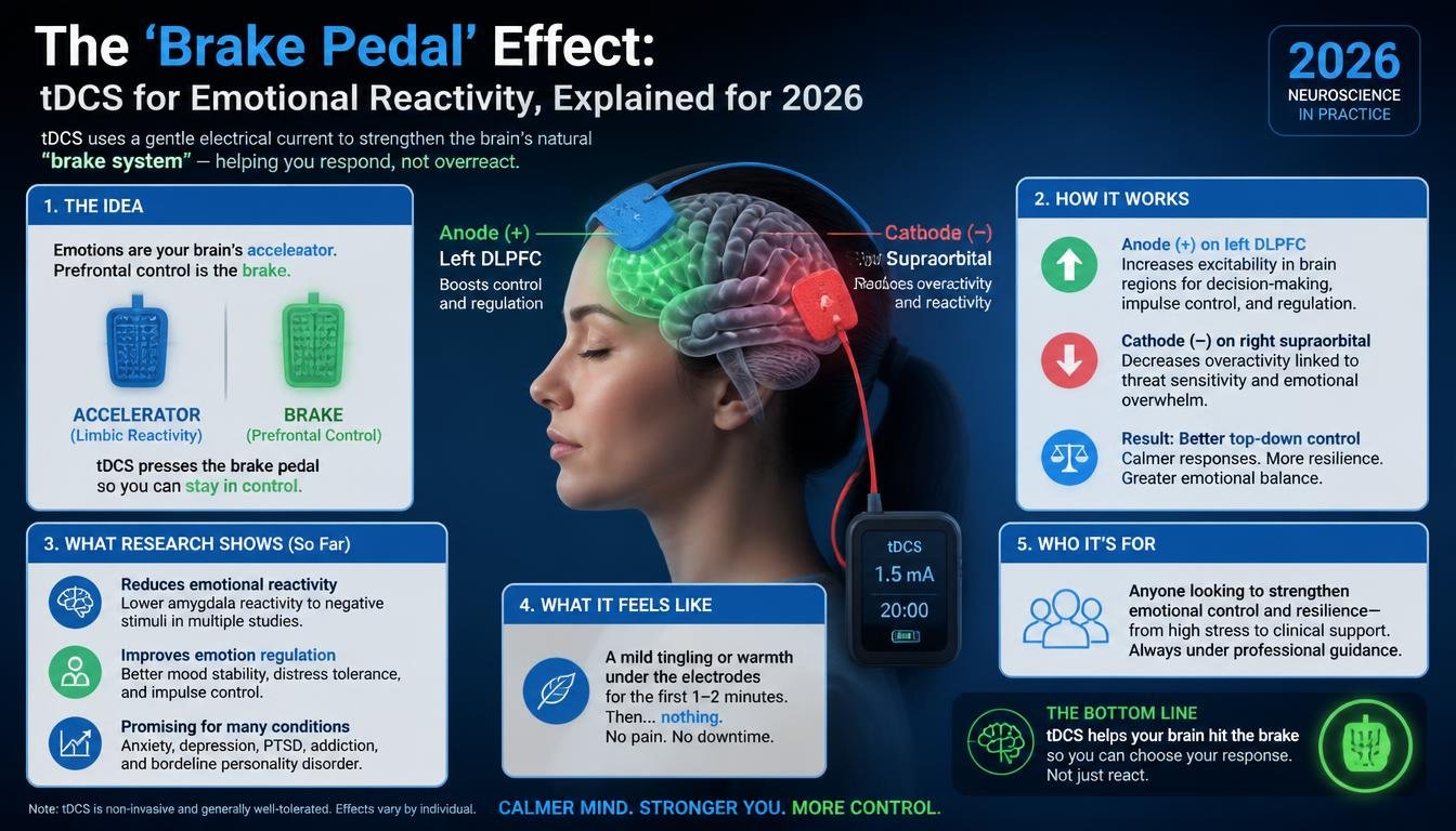 The 'Brake Pedal' Effect tDCS for Emotional Reactivity explained visual