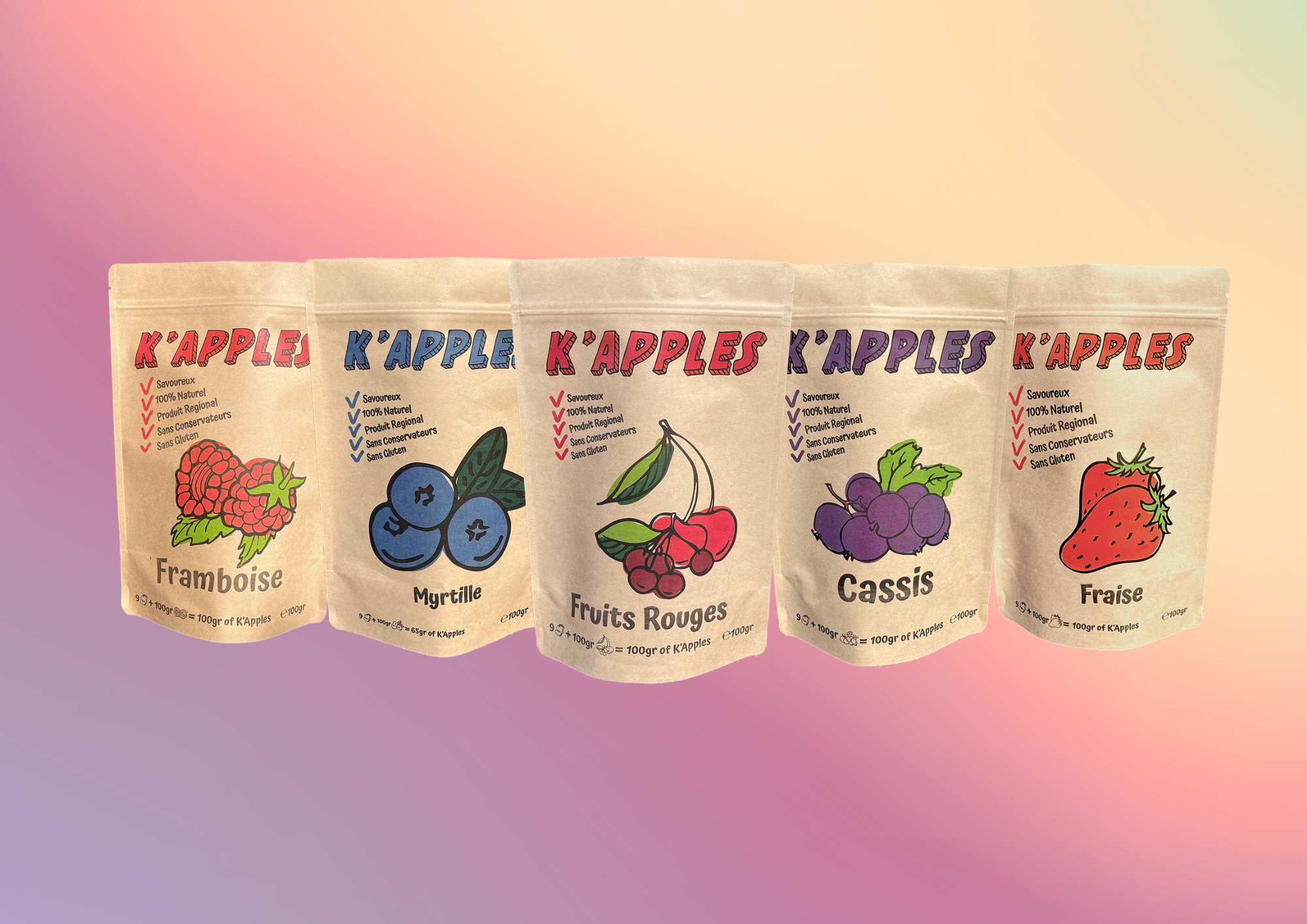 K'Apples Kit Tout Baies, snacks fruits rouges sans sucre ajouté