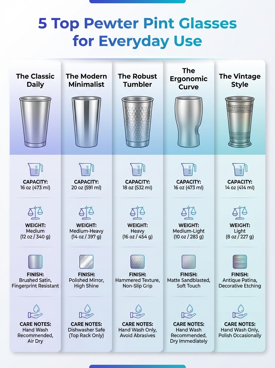 Top Pewter Pint Glasses For Everyday Use: 16 oz Designs That Look Good ...